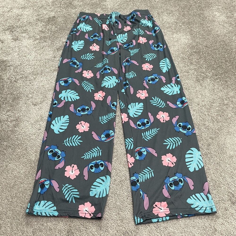 Disney Stich Pajama Pants Mens Large Multi Straight Hawaiian Sleepwear 334x32